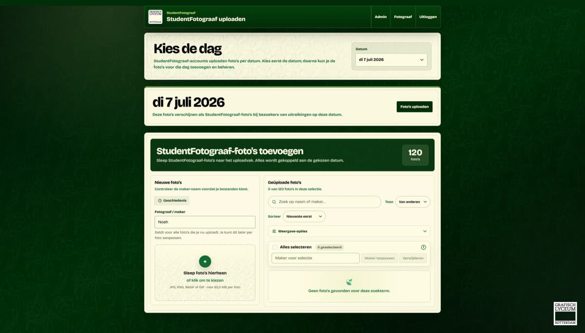 Photographer upload workspace